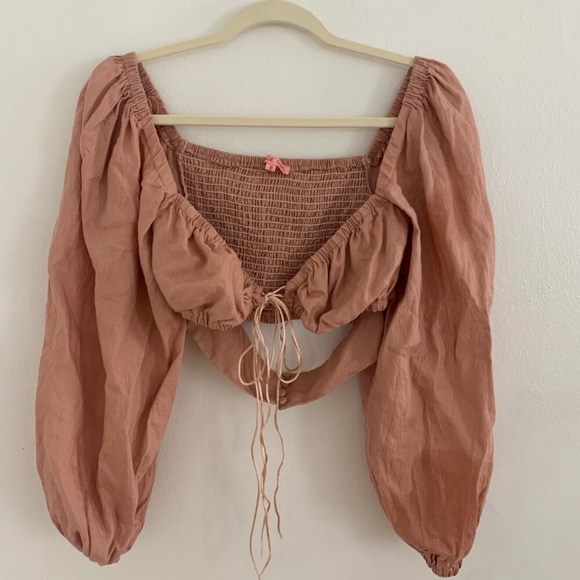 Verge Girl French Twist Linen Crop Top - Picture 7 of 10